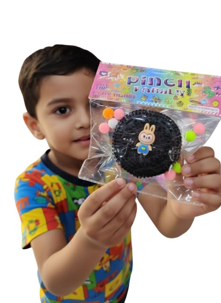 Premium Cute Bear Labubu Character Oreo-Style Cookie Squishy Toy with Colorful Foam Balls – Mini Collectible Fidget Toy - Image 3